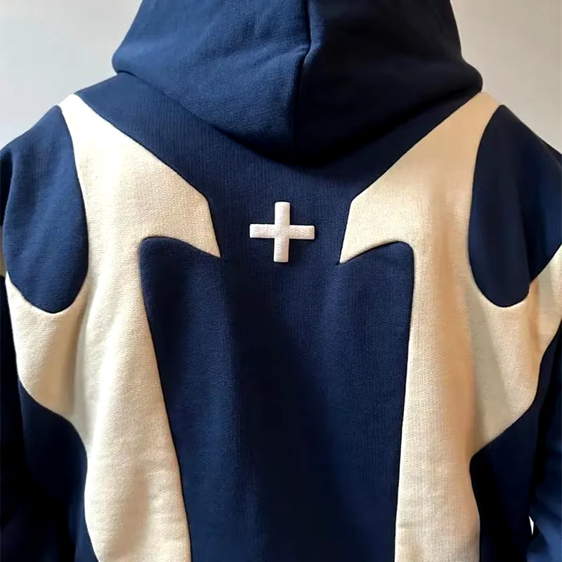 American Retro Letter Printed Devil Pattern Hoodie Y2K Harajuku Casual Couple Zipper Hoodies Sweatshirt Fashion Street Clothing