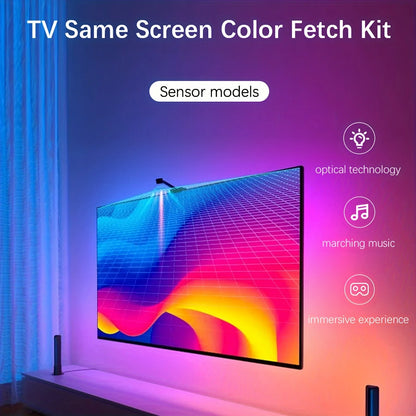 RGBIC TV Backlight Strip with AR Color Gamut Sensor App Control Can Capture Part of the Color on the Screen 16.4FT/65-85 TV
