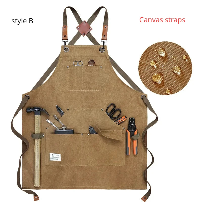 Apron Thick Canvas Maintenance Worker Apron Woodworker Electrician Garden Workwear Apron