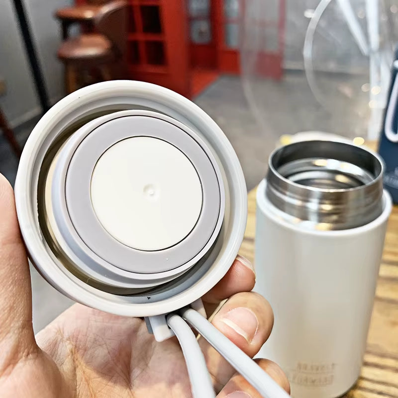 270Ml Portable Stainless Steel Thermos Mug with Rope Leak-Proof Vacuum Flask Girls Thermal Water Bottle Thermocup