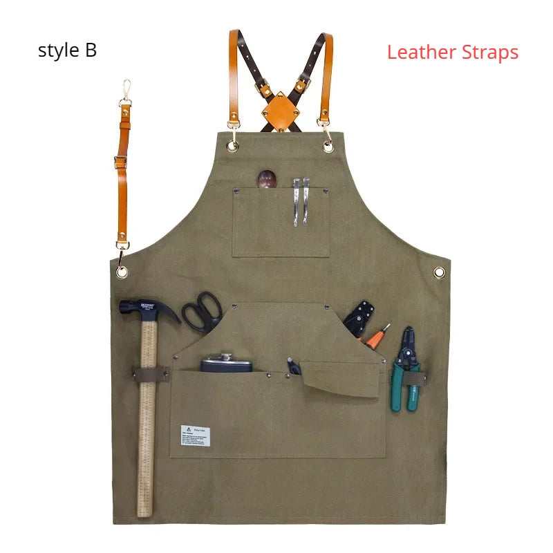 Apron Thick Canvas Maintenance Worker Apron Woodworker Electrician Garden Workwear Apron