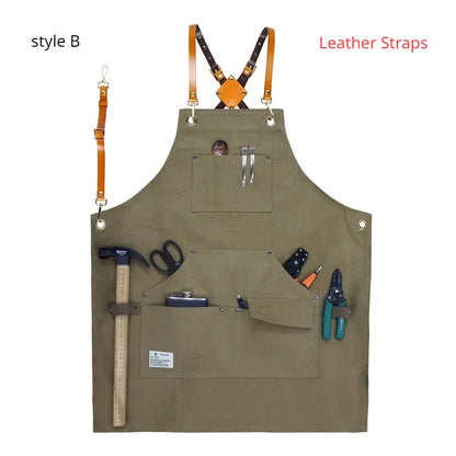 Apron Thick Canvas Maintenance Worker Apron Woodworker Electrician Garden Workwear Apron