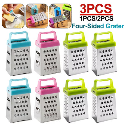 Stainless Steel Mini Four-Sided Grater Planer Non-Slip Handle Multifunctional Peel Cutter Fruit Ginger Garlic Grater Kitchen