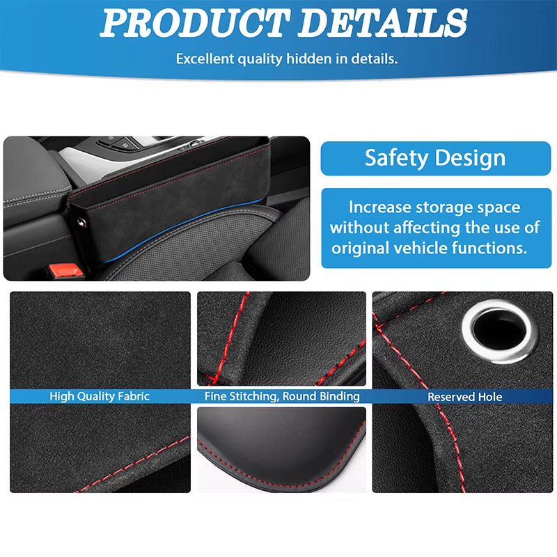 Suede Car Seat Side Storage Pocket for Car Seat Gap Filler Organizer Box Leather Car Crevice Stowing Tidy Interior Parts