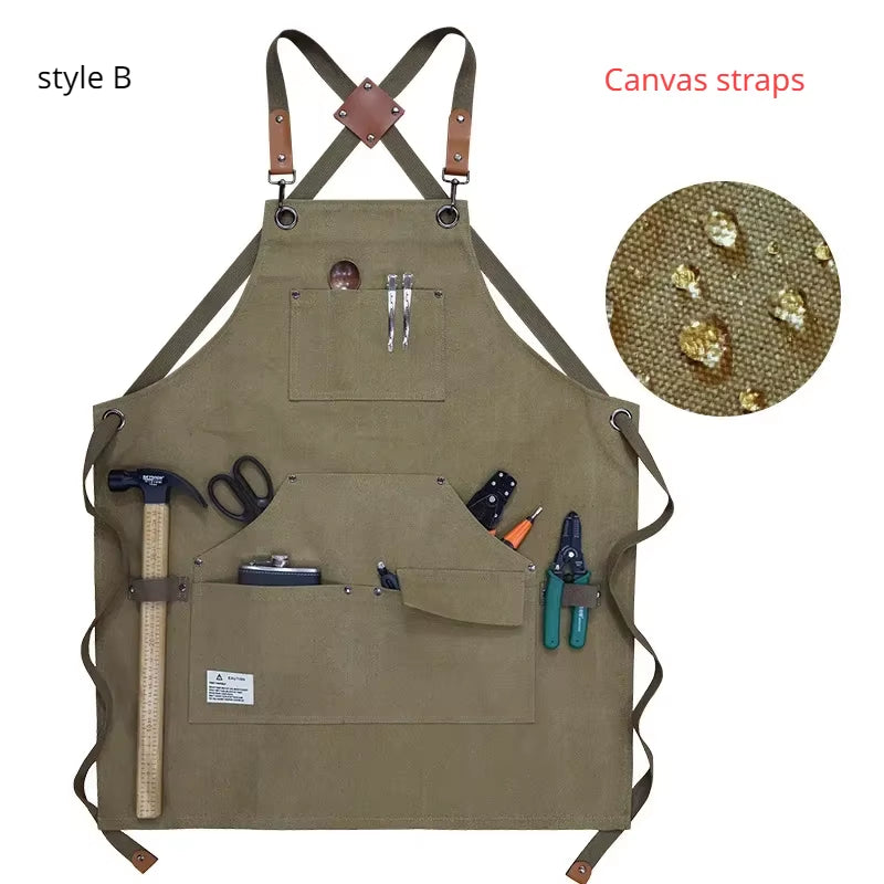 Apron Thick Canvas Maintenance Worker Apron Woodworker Electrician Garden Workwear Apron