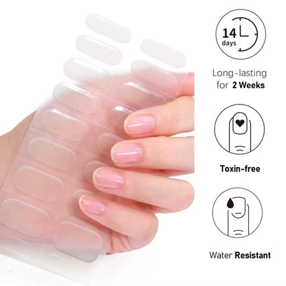 1Sheet Cured Gel Nail Strips Sticker Long-Lasting Nail Polish Strips Wraps Full Cover Gel Nail Art Stickers UV/LED Lamp Required