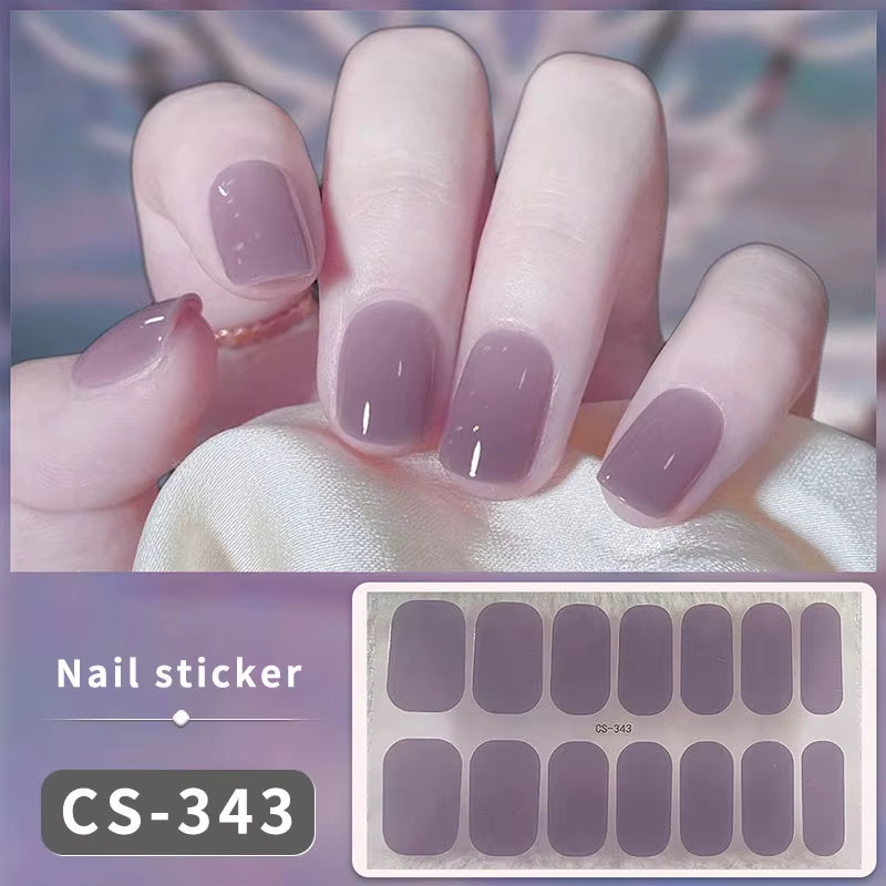 DIY Gel Nail Stickers Cured-Free Long-Lasting Solid Color Nail Strips Patch Slider Sticker Full Cover Decal Nail Manicure Patch