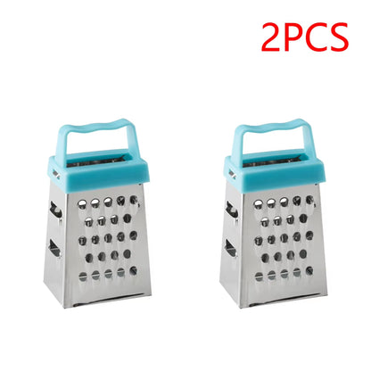 Stainless Steel Mini Four-Sided Grater Planer Non-Slip Handle Multifunctional Peel Cutter Fruit Ginger Garlic Grater Kitchen