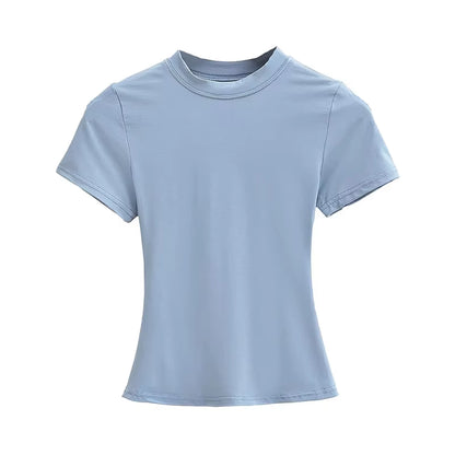 2025 New High Quality Casual T Shirt Sexy Slim Short Sleeves Fashion Trend Solid Women Clothing Y2K Tops