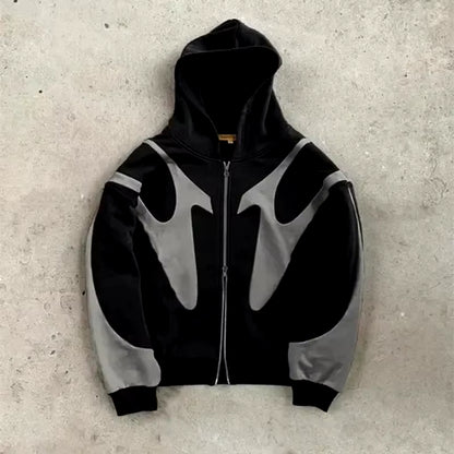 American Retro Letter Printed Devil Pattern Hoodie Y2K Harajuku Casual Couple Zipper Hoodies Sweatshirt Fashion Street Clothing