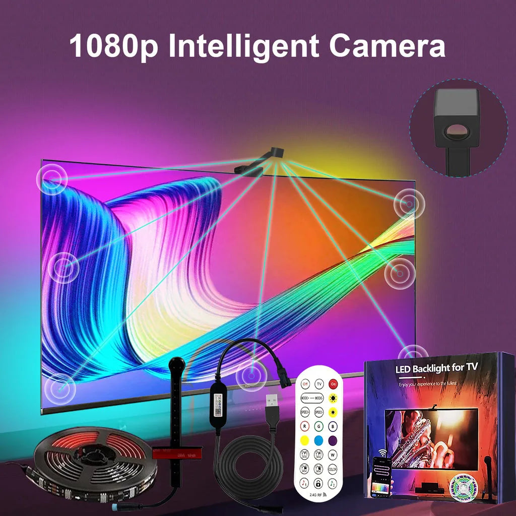RGBIC TV Backlight Strip with AR Color Gamut Sensor App Control Can Capture Part of the Color on the Screen 16.4FT/65-85 TV