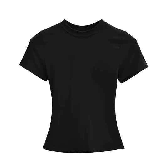 2025 New High Quality Casual T Shirt Sexy Slim Short Sleeves Fashion Trend Solid Women Clothing Y2K Tops