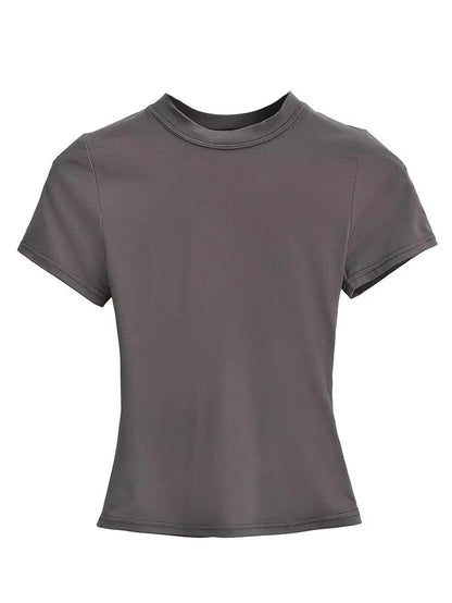 2025 New High Quality Casual T Shirt Sexy Slim Short Sleeves Fashion Trend Solid Women Clothing Y2K Tops