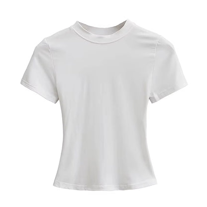 2025 New High Quality Casual T Shirt Sexy Slim Short Sleeves Fashion Trend Solid Women Clothing Y2K Tops