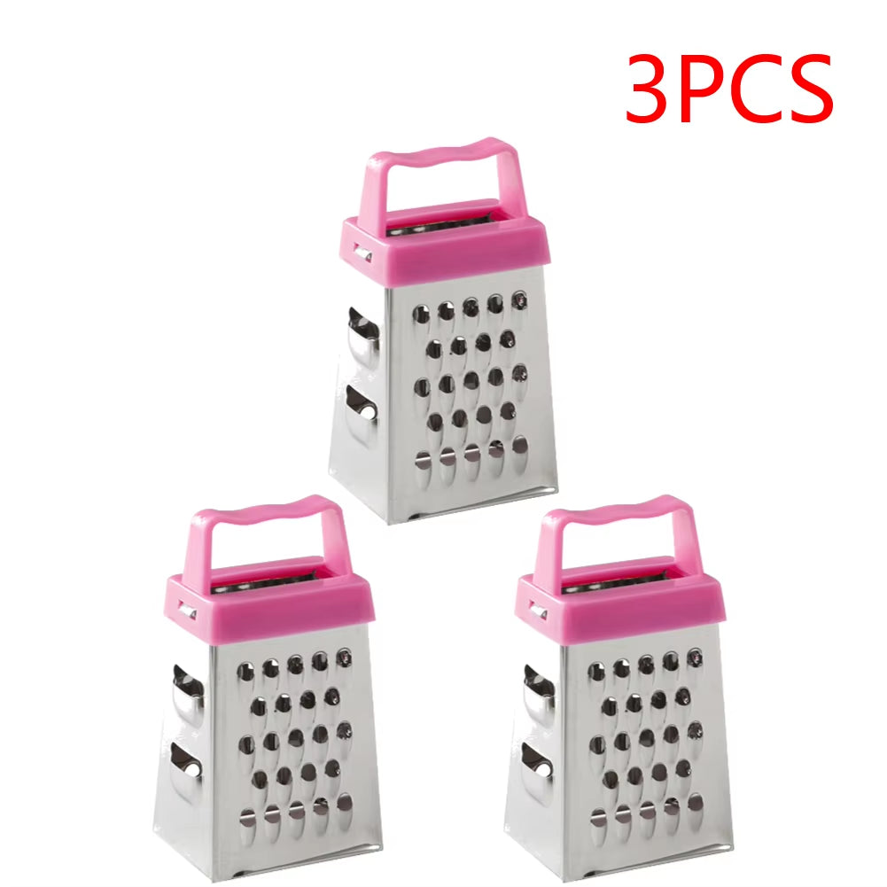 Stainless Steel Mini Four-Sided Grater Planer Non-Slip Handle Multifunctional Peel Cutter Fruit Ginger Garlic Grater Kitchen