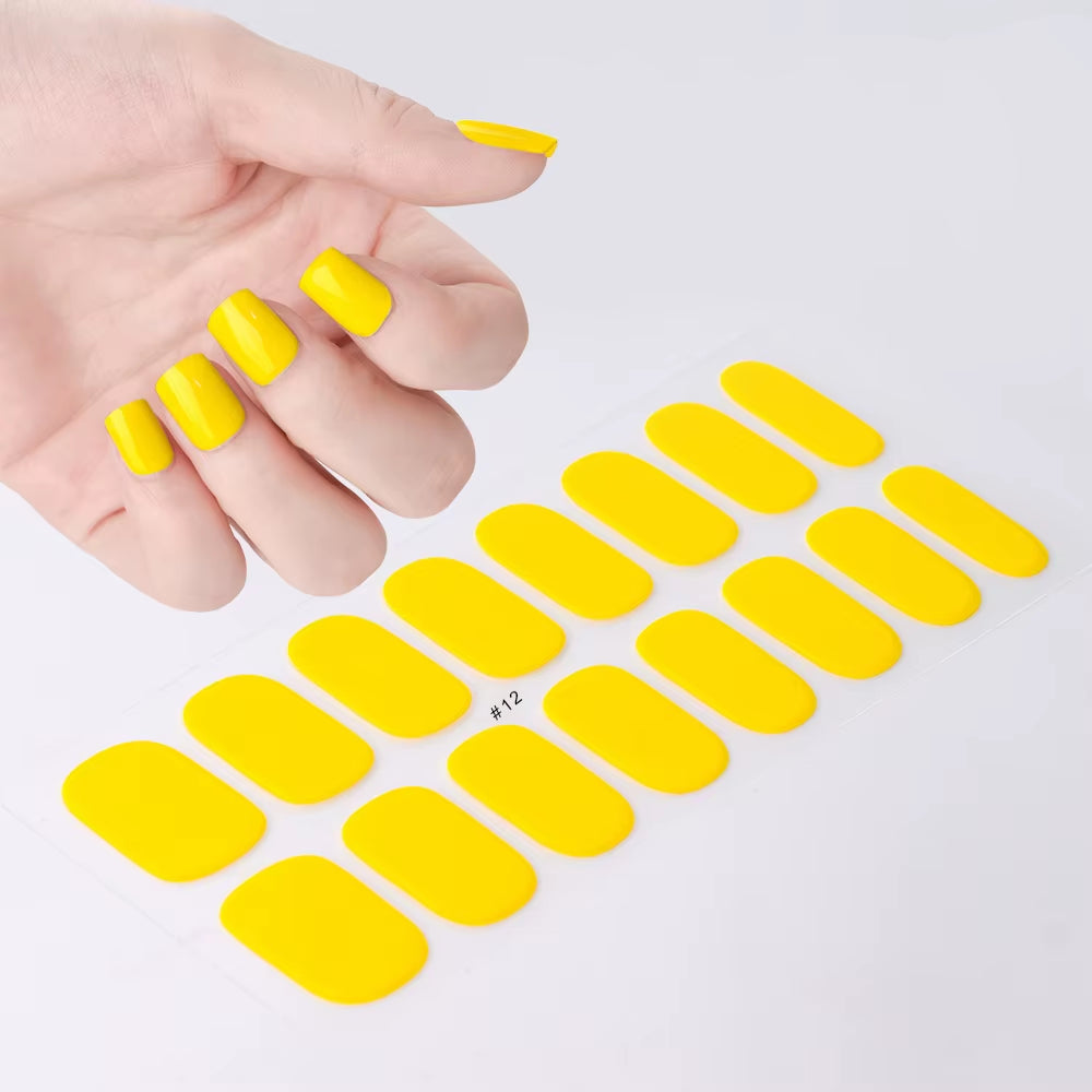 1Sheet Cured Gel Nail Strips Sticker Long-Lasting Nail Polish Strips Wraps Full Cover Gel Nail Art Stickers UV/LED Lamp Required