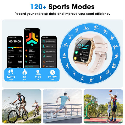 46Mm Extra Large Battery Smartwatch, (Answer Make Calls/Standby Time 60 Days/120+ Sport Mode)Fits for Android and Iphone Devices,Perfect Gift (Pink)