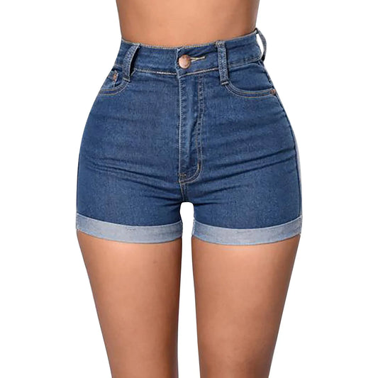 Sexy Denim Shorts Women Wrapped Hip High Waist Slim Short Trousers Women Rolled up Short Jeans American Retro plus Size Hotpants