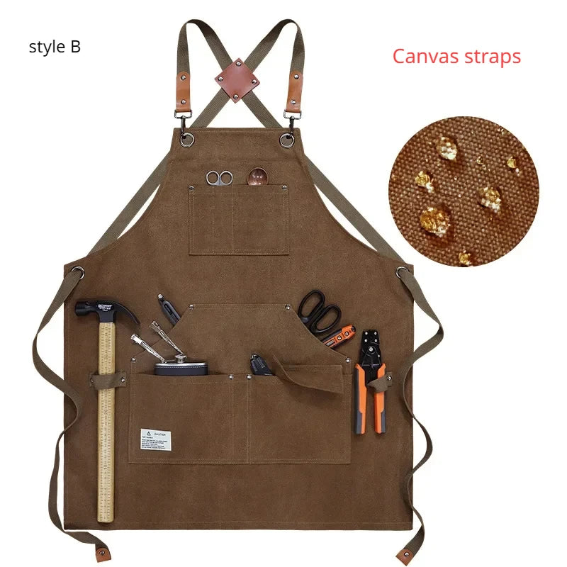 Apron Thick Canvas Maintenance Worker Apron Woodworker Electrician Garden Workwear Apron