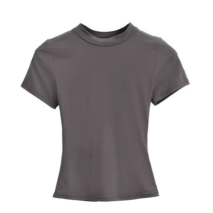 2025 New High Quality Casual T Shirt Sexy Slim Short Sleeves Fashion Trend Solid Women Clothing Y2K Tops