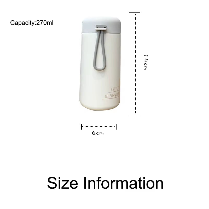 270Ml Portable Stainless Steel Thermos Mug with Rope Leak-Proof Vacuum Flask Girls Thermal Water Bottle Thermocup