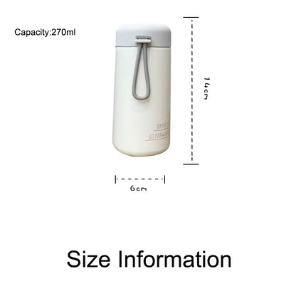 270Ml Portable Stainless Steel Thermos Mug with Rope Leak-Proof Vacuum Flask Girls Thermal Water Bottle Thermocup