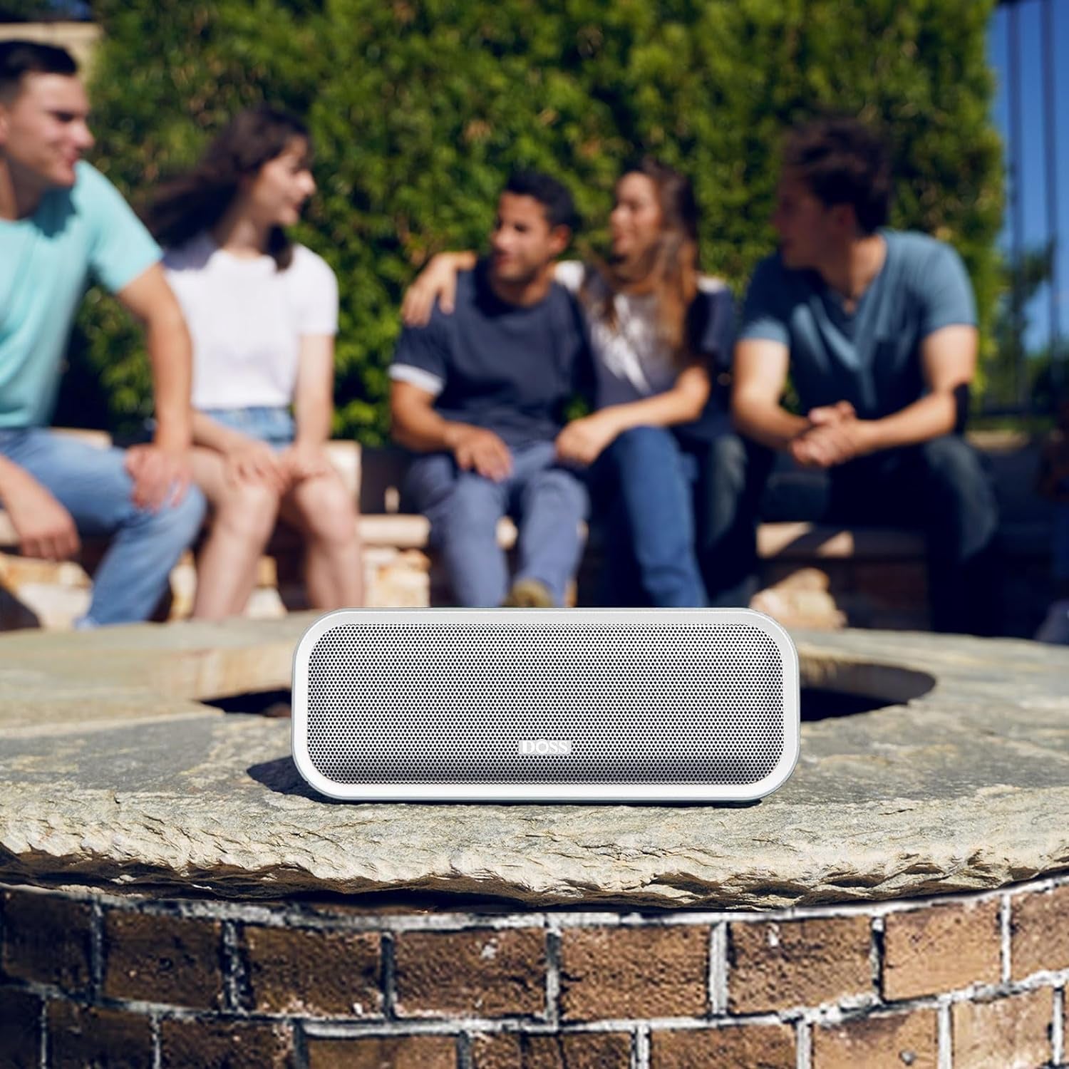 Soundbox Pro+ Bluetooth Speaker - 24W High-Performance Audio, Enhanced Bass, IPX6 Waterproof Rating, 15 Hours Playtime, Wireless Stereo Pairing, Multi-Colored LED Lights, 66 FT Range - Grey