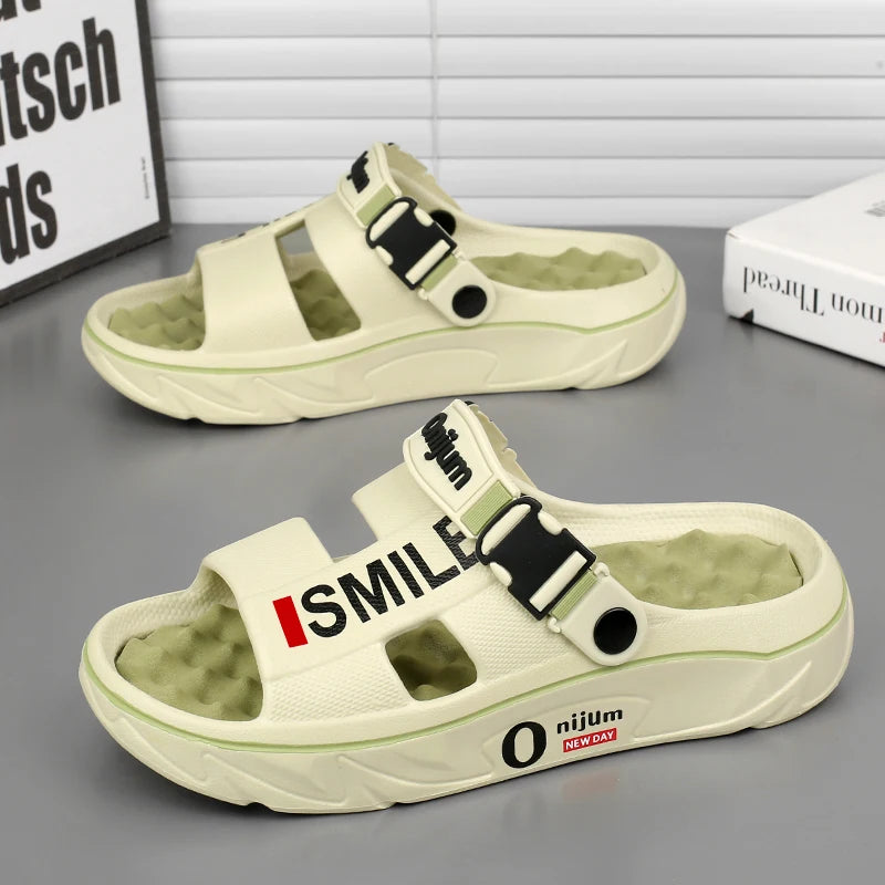 2025 New Men'S Massage Slippers Indoor Outdoor Sandals Beach Comfortable Soft Slides Clogs Casual Shoes Men Women Home Slippers