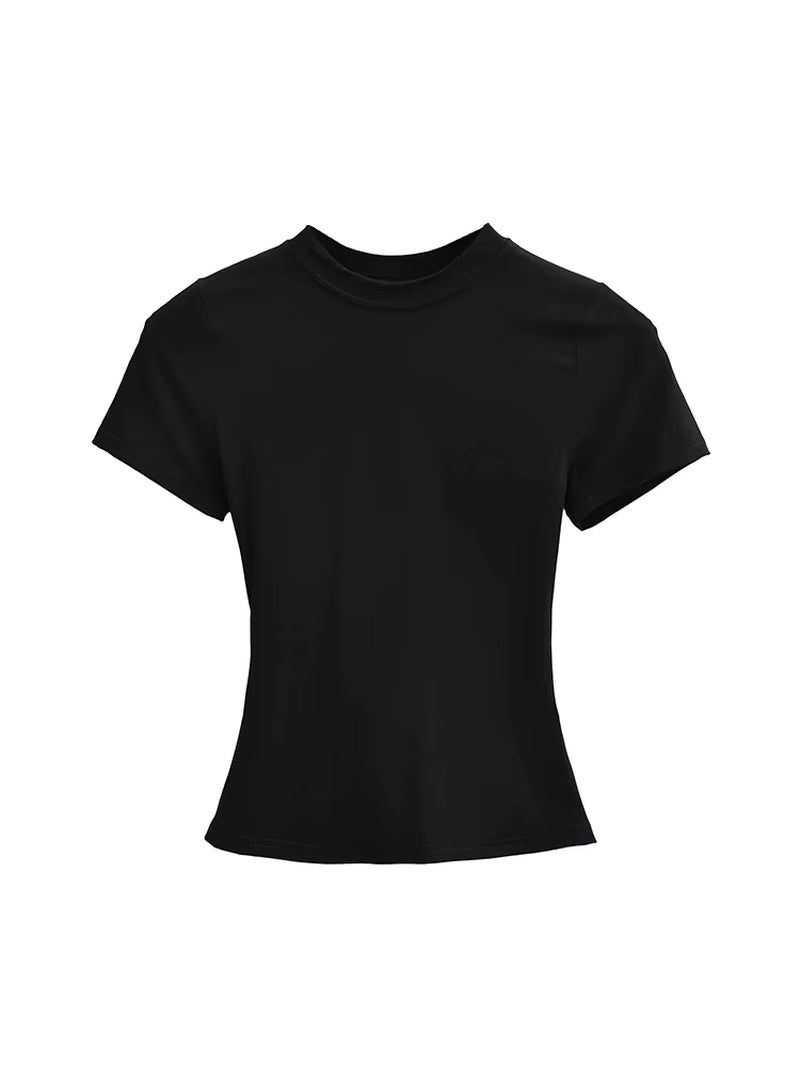 2025 New High Quality Casual T Shirt Sexy Slim Short Sleeves Fashion Trend Solid Women Clothing Y2K Tops