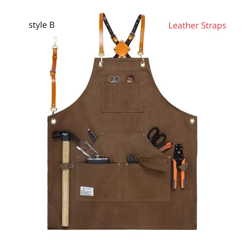 Apron Thick Canvas Maintenance Worker Apron Woodworker Electrician Garden Workwear Apron