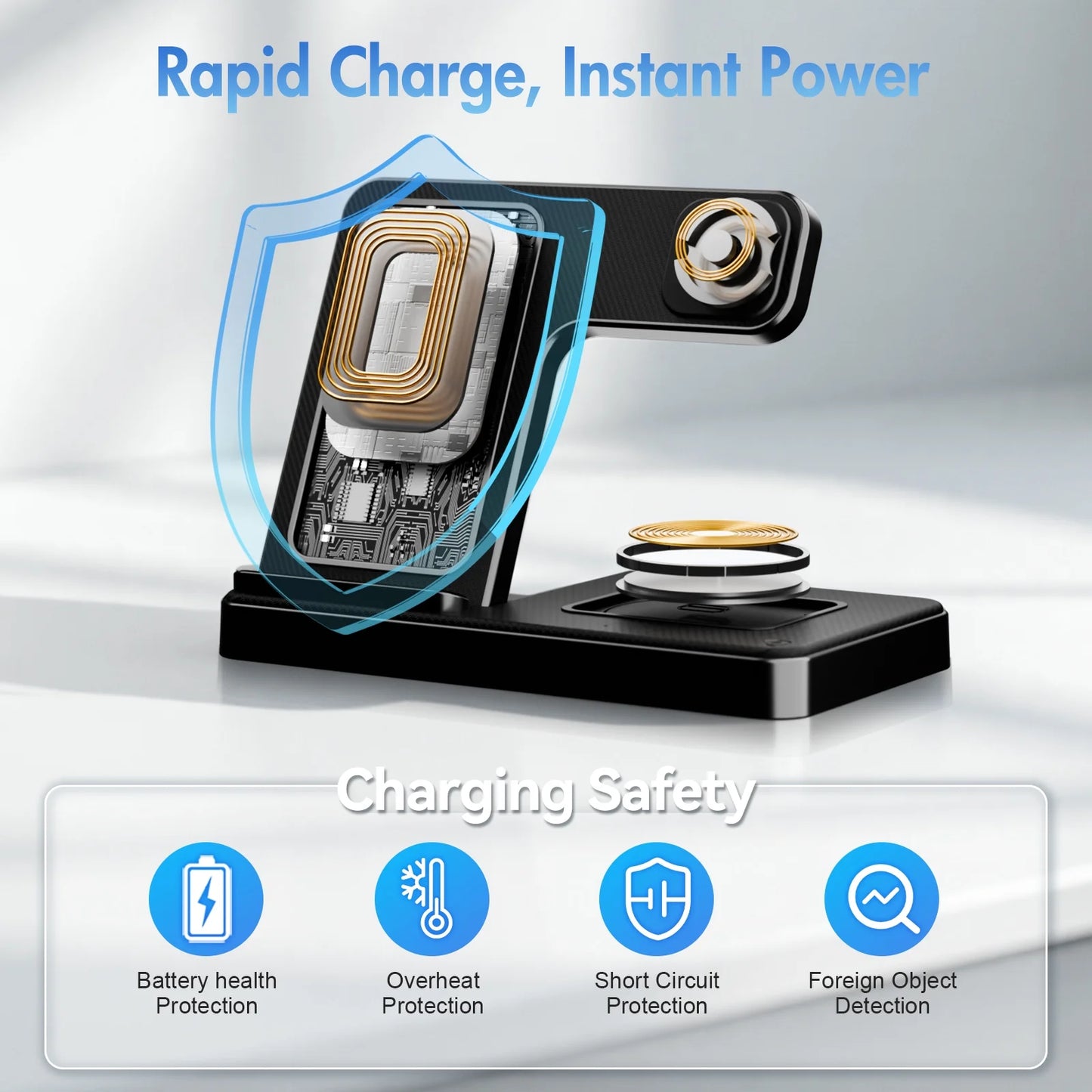 Wireless Charger, Magnetic Charging Stand Compatible with Iphone 16 15 14 13 12 11 Pro Max plus XS XR X 8, Charger for Apple Watch 9 8 7 6 5 4 3 2 SE, for Airpods 3 2 Pro, 3 in 1 Charging Station