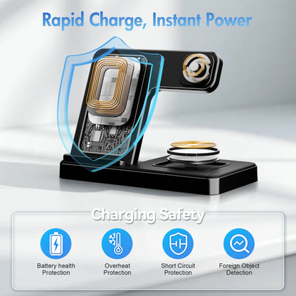 Wireless Charger, Magnetic Charging Stand Compatible with Iphone 16 15 14 13 12 11 Pro Max plus XS XR X 8, Charger for Apple Watch 9 8 7 6 5 4 3 2 SE, for Airpods 3 2 Pro, 3 in 1 Charging Station