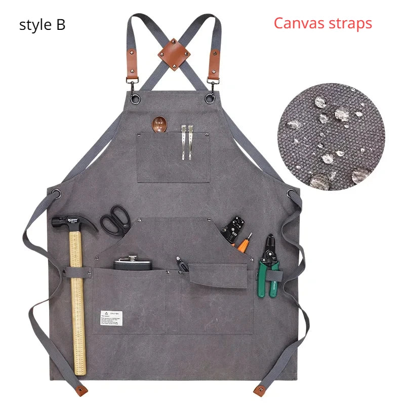 Apron Thick Canvas Maintenance Worker Apron Woodworker Electrician Garden Workwear Apron