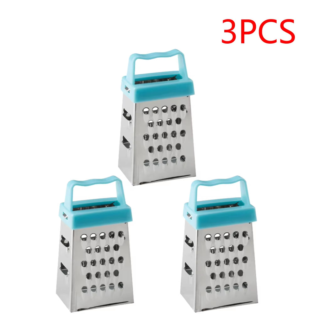 Stainless Steel Mini Four-Sided Grater Planer Non-Slip Handle Multifunctional Peel Cutter Fruit Ginger Garlic Grater Kitchen
