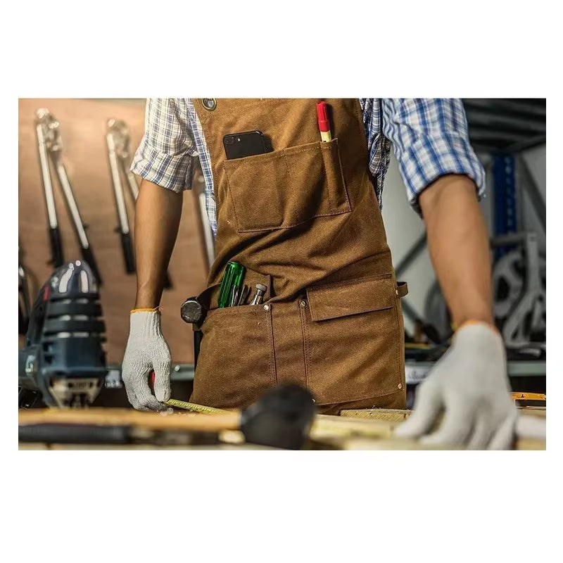 Apron Thick Canvas Maintenance Worker Apron Woodworker Electrician Garden Workwear Apron