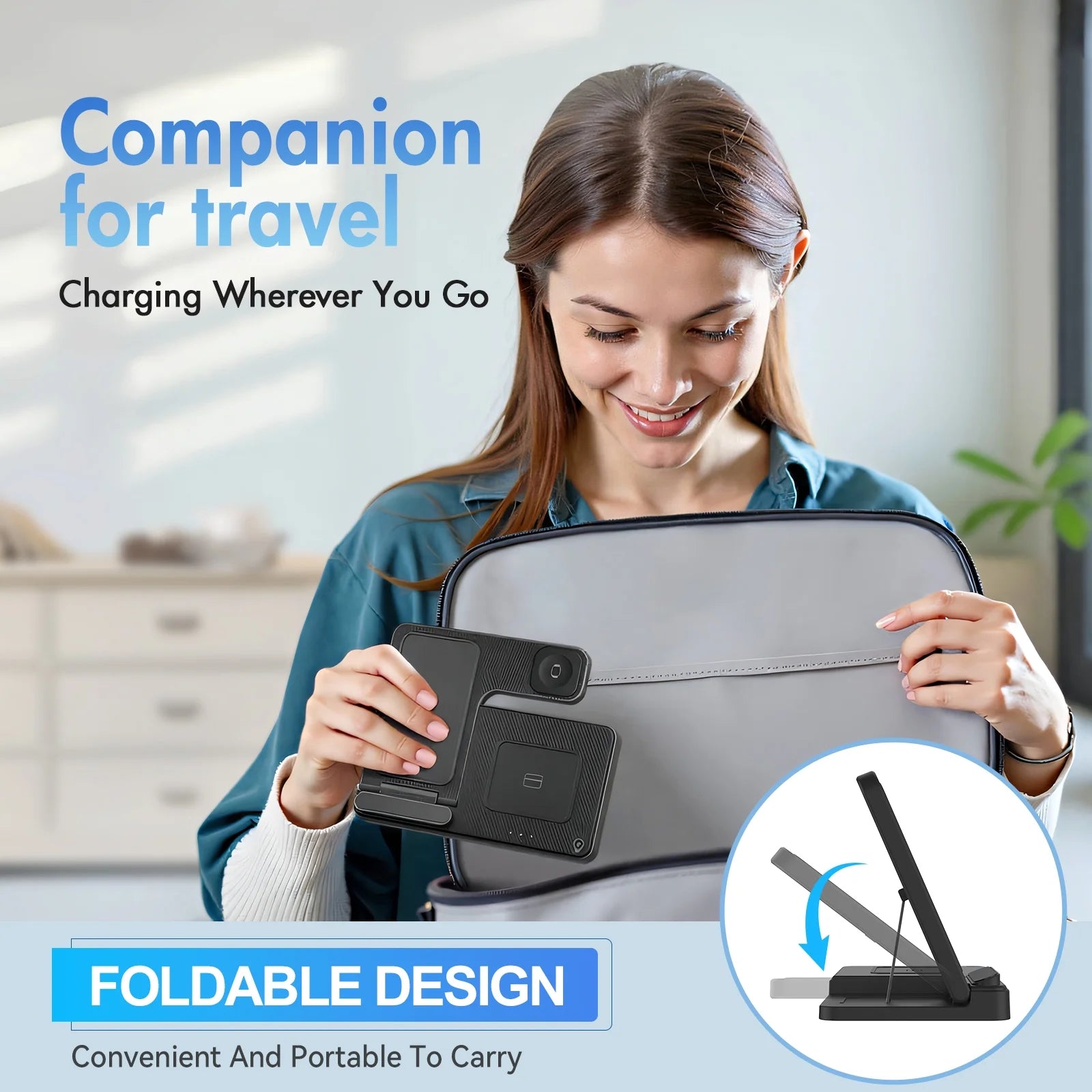 Wireless Charger, Magnetic Charging Stand Compatible with Iphone 16 15 14 13 12 11 Pro Max plus XS XR X 8, Charger for Apple Watch 9 8 7 6 5 4 3 2 SE, for Airpods 3 2 Pro, 3 in 1 Charging Station