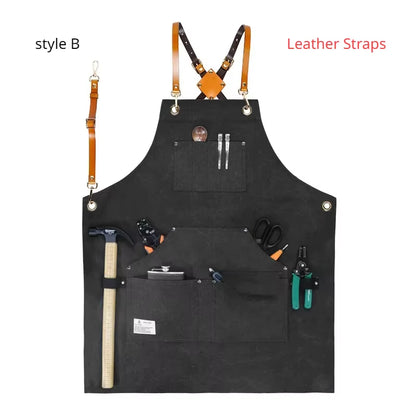 Apron Thick Canvas Maintenance Worker Apron Woodworker Electrician Garden Workwear Apron