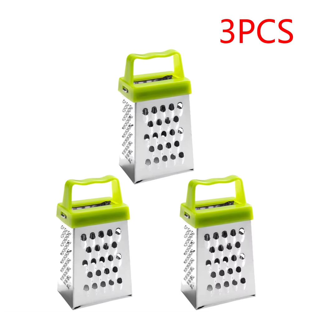Stainless Steel Mini Four-Sided Grater Planer Non-Slip Handle Multifunctional Peel Cutter Fruit Ginger Garlic Grater Kitchen