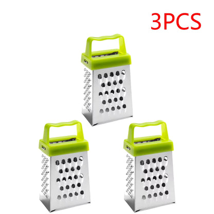 Stainless Steel Mini Four-Sided Grater Planer Non-Slip Handle Multifunctional Peel Cutter Fruit Ginger Garlic Grater Kitchen