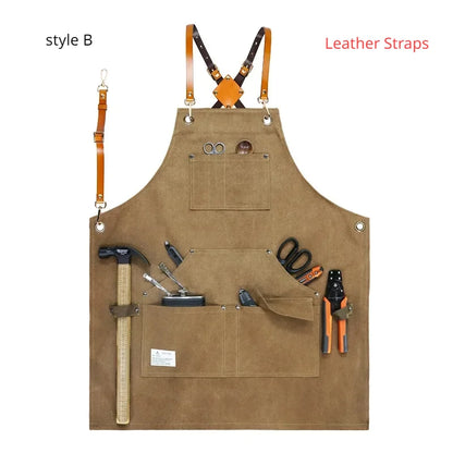 Apron Thick Canvas Maintenance Worker Apron Woodworker Electrician Garden Workwear Apron