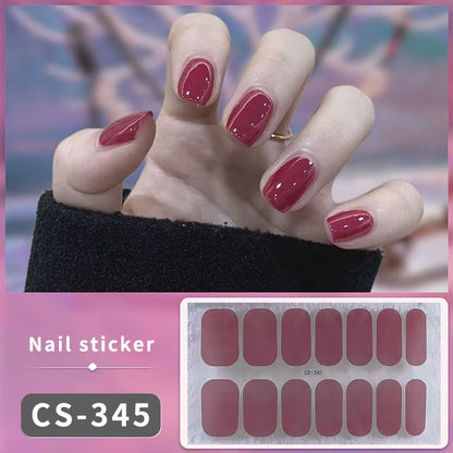 DIY Gel Nail Stickers Cured-Free Long-Lasting Solid Color Nail Strips Patch Slider Sticker Full Cover Decal Nail Manicure Patch