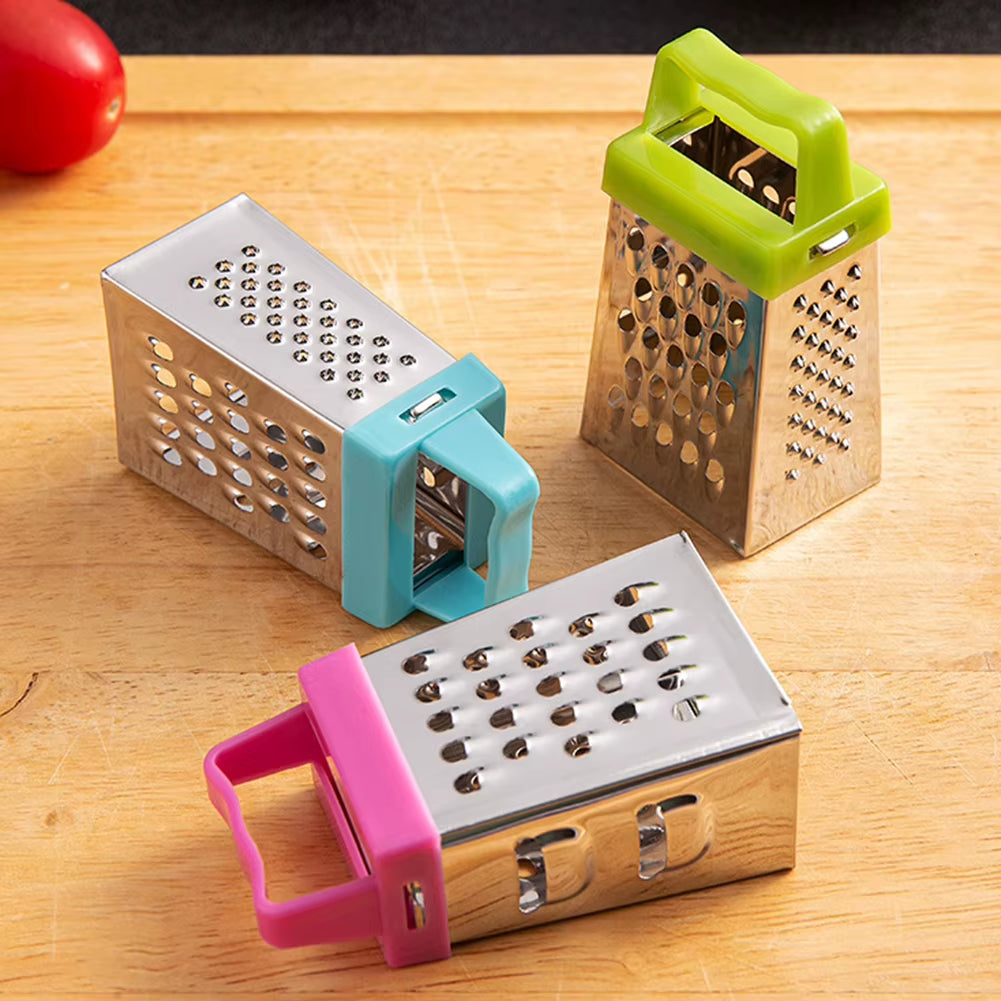 Stainless Steel Mini Four-Sided Grater Planer Non-Slip Handle Multifunctional Peel Cutter Fruit Ginger Garlic Grater Kitchen