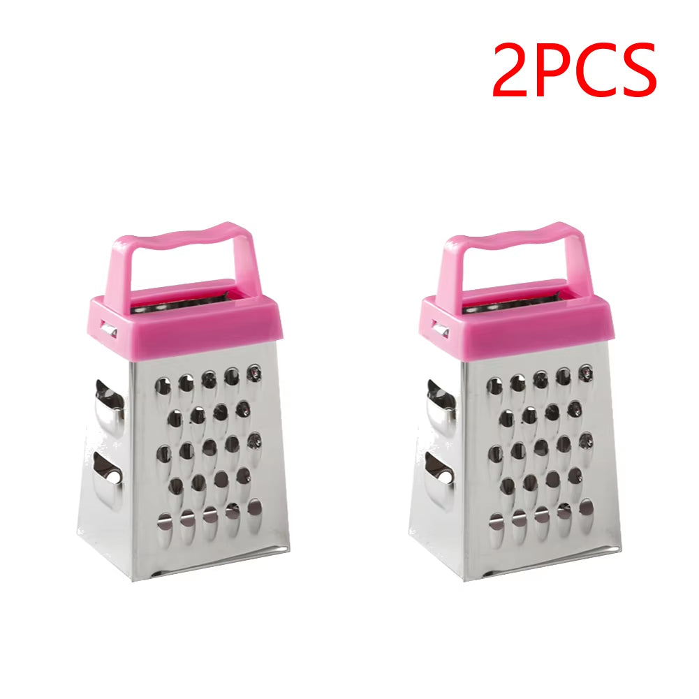 Stainless Steel Mini Four-Sided Grater Planer Non-Slip Handle Multifunctional Peel Cutter Fruit Ginger Garlic Grater Kitchen