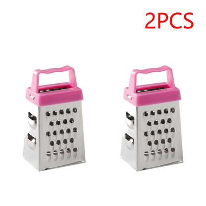 Stainless Steel Mini Four-Sided Grater Planer Non-Slip Handle Multifunctional Peel Cutter Fruit Ginger Garlic Grater Kitchen