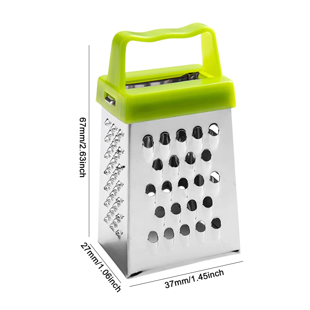Stainless Steel Mini Four-Sided Grater Planer Non-Slip Handle Multifunctional Peel Cutter Fruit Ginger Garlic Grater Kitchen