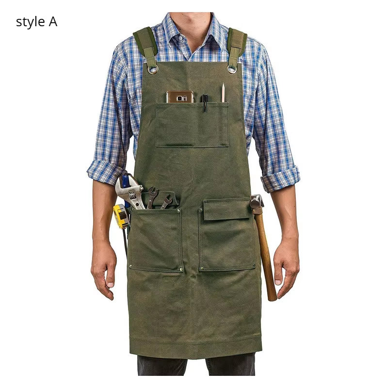 Apron Thick Canvas Maintenance Worker Apron Woodworker Electrician Garden Workwear Apron