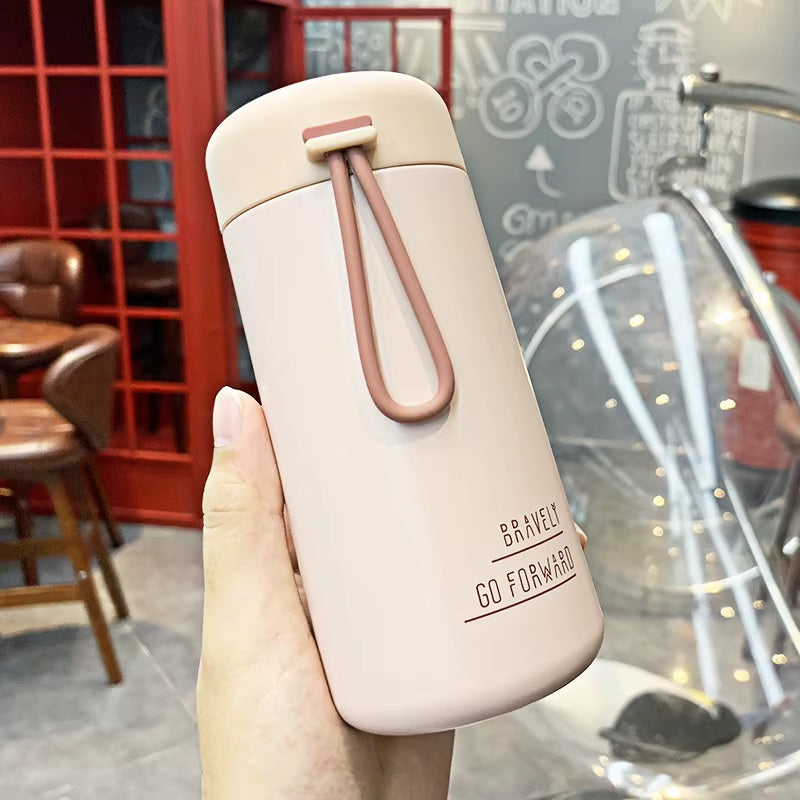 270Ml Portable Stainless Steel Thermos Mug with Rope Leak-Proof Vacuum Flask Girls Thermal Water Bottle Thermocup