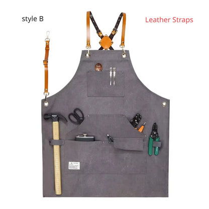 Apron Thick Canvas Maintenance Worker Apron Woodworker Electrician Garden Workwear Apron