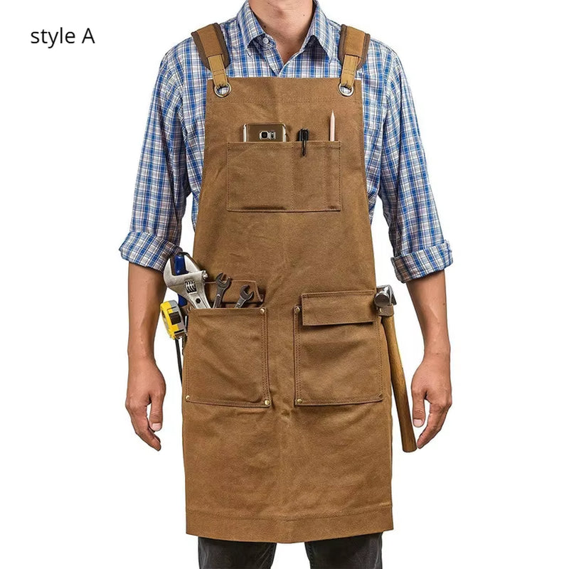 Apron Thick Canvas Maintenance Worker Apron Woodworker Electrician Garden Workwear Apron