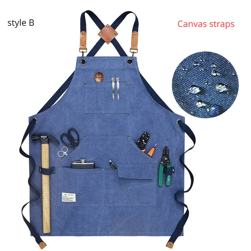 Apron Thick Canvas Maintenance Worker Apron Woodworker Electrician Garden Workwear Apron